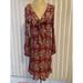 American Eagle Outfitters Dresses | American Eagle Boho Tie Front Dress Size M Peasant Lace-Up Floral Red Cottage | Color: Red | Size: M