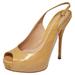 Gucci Shoes | Gucci Beige Patent Peep Toe Platform Ankle Strap Cut Out Sandals Size 38 | Color: Red | Size: 38