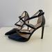 Nine West Shoes | New Nine West Strappy Leather Pointed Toe Heels Stilettos | Color: Black | Size: 7.5