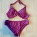 Athleta Swim | Athleta Halter Underwire Top (34b/C) Full Coverage Bottoms (Small) Bikini Set | Color: Purple | Size: S