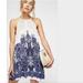 Free People Dresses | Free People Shea Paisley Crochet High Neck Mini Print Slip Halter Sun Dress | Color: Blue/White | Size: Xs