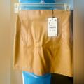 Zara Skirts | Never Been Used Leather Mini Skirt. Straight Cut That Will Give U A Nice Fit! | Color: Tan | Size: S