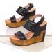 Anthropologie Shoes | Anthro Musse & Cloud Leather Platform Wedges/Sandals | Color: Black | Size: 8