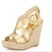 Michael Kors Shoes | Michael Kors Gold Espadrille Wedges | Color: Gold/Tan | Size: 5