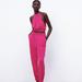 Zara Pants & Jumpsuits | Flowy Set From Zara ! Fuchsia Set Includes Flowy Joggers And Halter Top ! | Color: Pink | Size: S