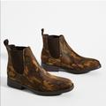 Anthropologie Shoes | Anthropologie Jacinta Chelsea Camo Leather Upper Boots - 8 Or 38 | Color: Brown/Green | Size: 8