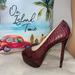 Michael Kors Shoes | Michael Kors Red Wine/ Black Snakeskin Open Toe Heels Size 8m | Color: Black/Red | Size: 8