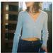 Brandy Melville Sweaters | Brandy Melville Paige Cropped Ribbed Cardigan Top Light Blue 10 | Color: Blue | Size: 10