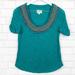 Anthropologie Tops | Anthropologie Deletta Teal Beaded Scoop Beck Tee S | Color: Blue/Green | Size: S