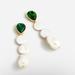 J. Crew Jewelry | J. Crew Freshwater Pearl And Crystal Drop Earrings | Color: Green/White | Size: Os