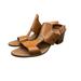 Anthropologie Shoes | Barbara Barbieri Brown Tan Leather Sling Back Stacked Wood Block Heels Open Toe | Color: Brown/Tan | Size: 10