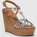 Coach Shoes | Coach Georgiana Strappy Silver Metallic Wedge Sandals Size 8 | Color: Silver | Size: 8