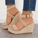 J. Crew Shoes | Cross Cross Ankle Strap Espadrille Wedge Platform Sandals By J Crew. Never Worn | Color: Cream/Tan | Size: 9