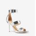 Michael Kors Shoes | Michael Michael Kors Amal Metallic Snake Embossed Leather Sandal | Color: Silver | Size: 8