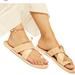 Free People Shoes | Free People Sophie Sandals Slides Leather Toe Strap Slip On Open Toe Criss Cross | Color: Cream/Tan | Size: 9