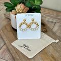 J. Crew Jewelry | J. Crew Pearl & Metallic Hoops - New | Color: Gold/White | Size: Os