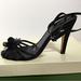 Kate Spade Shoes | Kate Spade Black Satin Holly Evening High Heel Sandal Ankle Strap Flower Toe | Color: Black | Size: 6