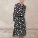 J. Crew Dresses | J.Crew Long Sleeve Printed Tie-Neck Dress Black Floral #Ag882 | Color: Black/Gray | Size: M