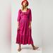 Free People Dresses | - Free People Lovers Lane Maxi Dress Ruffle Embroidered Floral Smocked | Color: Pink | Size: S