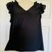 J. Crew Tops | Black Ruffle Sleeve J Crew Top With Textural Dots. Xs Stretchy. Nwt. | Color: Black | Size: Xs