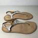 Coach Shoes | Coach Cheyanne Silver Leather Thong Strap Sandals Women Sz 9.5b Us/39.5eu/7.5uk | Color: Silver/Tan | Size: 9.5