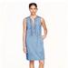 J. Crew Dresses | J.Crew Denim Wash Chambray Mini Sleeveless Dress Embroidered Necktie Dress Sz 12 | Color: Blue | Size: 12