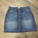 J. Crew Skirts | J. Crew Button Front Denim Jean Mini Skirt Medium Wash Euc Size 30p | Color: Blue | Size: 12p