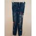 Free People Bottoms | Free People Embroidered Jeans Size 24 Or Kids Medium/8-10 | Color: Blue | Size: 8g