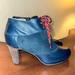 Anthropologie Shoes | Anthropologie Lucky Penny Navy Leather And Suede Lace Booties Size 9 | Color: Black/Blue | Size: 9