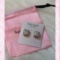 Kate Spade Jewelry | Kate Spade Small Square Studs Earrings - Nwt - Opal Glitter | Color: Gold/White | Size: Os