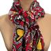 Disney Accessories | Disney Parks Classic Minnie Mouse Mod Paisley Scarf Tasseled Red | Color: Black/Red | Size: Os