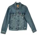 Levi's Jackets & Coats | Levi's Men's Distressed Reg Fit Blue Denim Trucker Jacket Medium Wash Size S | Color: Blue | Size: S