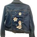 Disney Jackets & Coats | Handpainted Disney Olaf Denim Jacket | Color: Blue/White | Size: 14/16