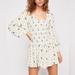 Free People Dresses | Free People Two Faces White Floral Smocked Long Sleeve Mini Dress | Color: Blue/White | Size: S