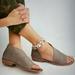 Free People Shoes | Free People Mont Blanc Flats Distressed Gray Leather Open Toe | Color: Gray/Tan | Size: 10.5