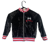 Disney Jackets & Coats | Disney Jacket Girls Xs Black Crushed Velvet Minnie Mouse Sequin Full Zip Bomber | Color: Black/Red | Size: Xsg