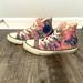 Converse Shoes | Converse All Star Women's Size 7 Feather Print Pink Purple Gold Shoes High Tops | Color: Pink/Purple | Size: 7