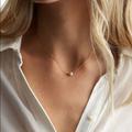 Free People Jewelry | Free People Full Moon Pearl Necklace | Color: Gold/White | Size: Os