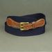 Dooney & Bourke Accessories | Dooney & Bourke Vintage Leather Tipped Surcingle Club Belt In Navy Blue Size 36 | Color: Blue/Brown | Size: Os