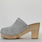 Free People Shoes | Free People Women's Fully Sequenced Wooden Heel Platform Clog Silver Grey | Color: Gray | Size: 7