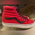 Vans Shoes | (Euc)Vans Red Canvas Hi-Top Old Skool Skate Shoes M 5 W 6.5 Excellent Condition | Color: Black/Red | Size: Womens 6.5 Mens 5