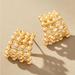 Anthropologie Jewelry | Anthropologie Textured Net Earring | Color: Gold | Size: 1.5”