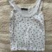 Brandy Melville Tops | Brandy Melville White And Navy Floral Tank Top W Lace | Color: Blue/White | Size: S