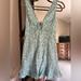 Zara Dresses | Floral Linen Dress | Color: Blue/Green | Size: S