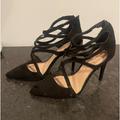 Jessica Simpson Shoes | Jessica Simpson Pamira Black Caged Stiletto Heels Shoes Faux Suede | Color: Black | Size: 9