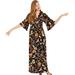 Jessica Simpson Dresses | Jessica Simpson Medium Maternity Floral Maxi Bell Sleeve Tie Lined Dress | Color: Black/Pink | Size: M