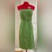 J. Crew Dresses | Green Silk J. Crew Strapless Knee Length Pencil Dress With Ribbon Bow | Color: Green | Size: 4