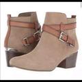 Coach Shoes | Coach Leather And Suede Light Beige Heeled Booties | Color: Cream/Tan | Size: 8.5