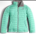 The North Face Jackets & Coats | - The North Face Girls Mossbud Swirl Reversible Jacket Mint Green And Gray | Color: Gray/Green | Size: 14/16