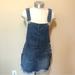 Free People Dresses | Free People Torn Up Overall Dress Mini Jumper Blue Jean Denim Distressed Frayed | Color: Blue | Size: 2